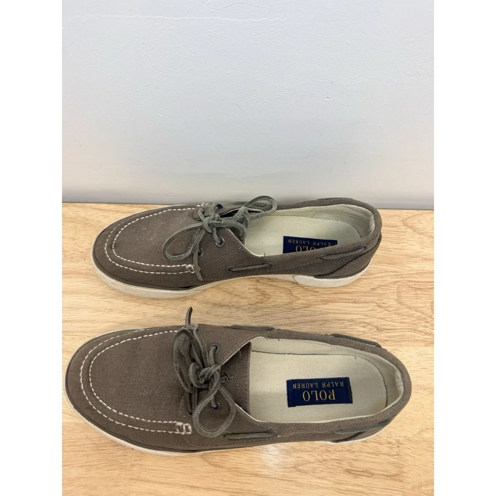 Polo Ralph Lauren Lander Canvas Deck Boat Shoes Footwear Gray Mens 8D #36